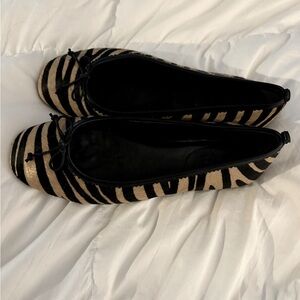 Boden ballet flats with animal print cowhide! Never worn!